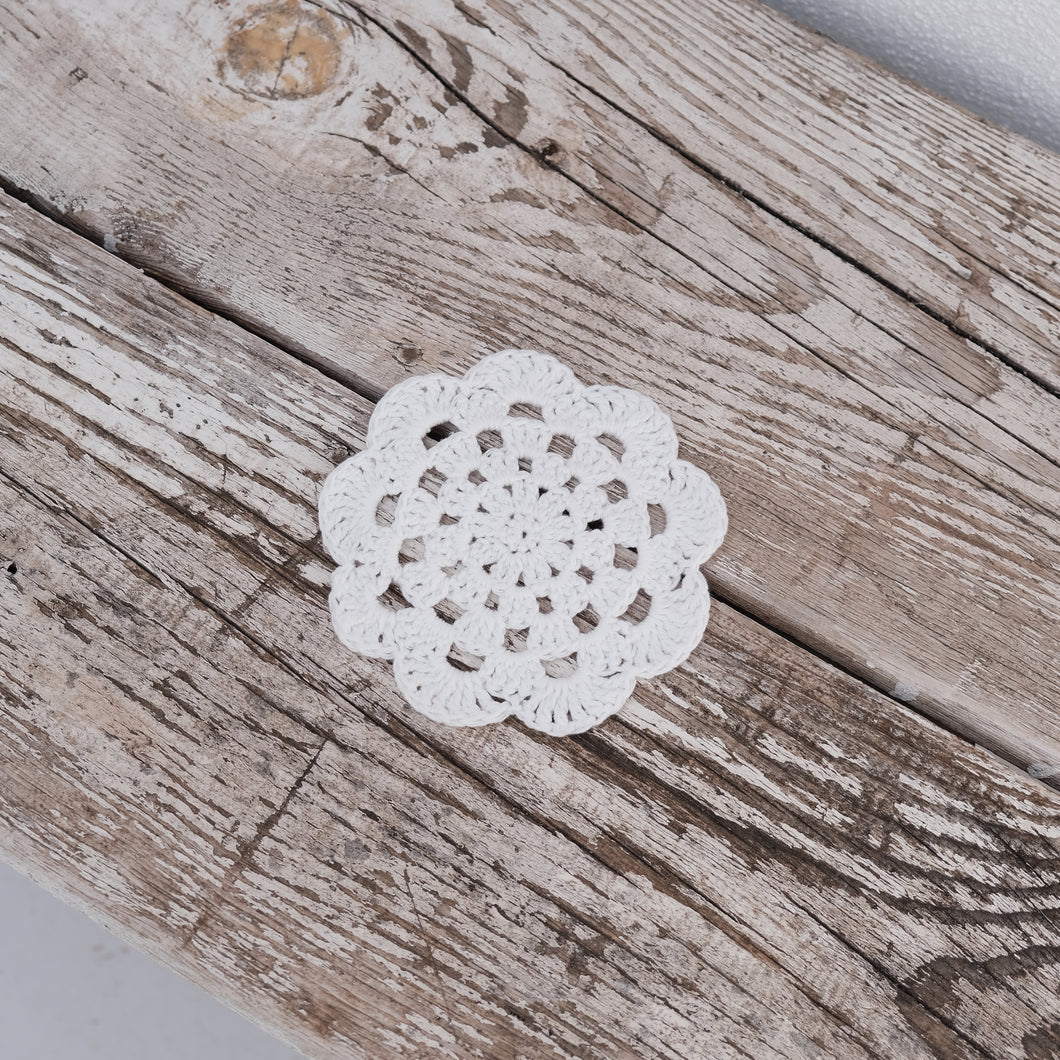 Almar White Crochet Coaster - Base para copos em crochet