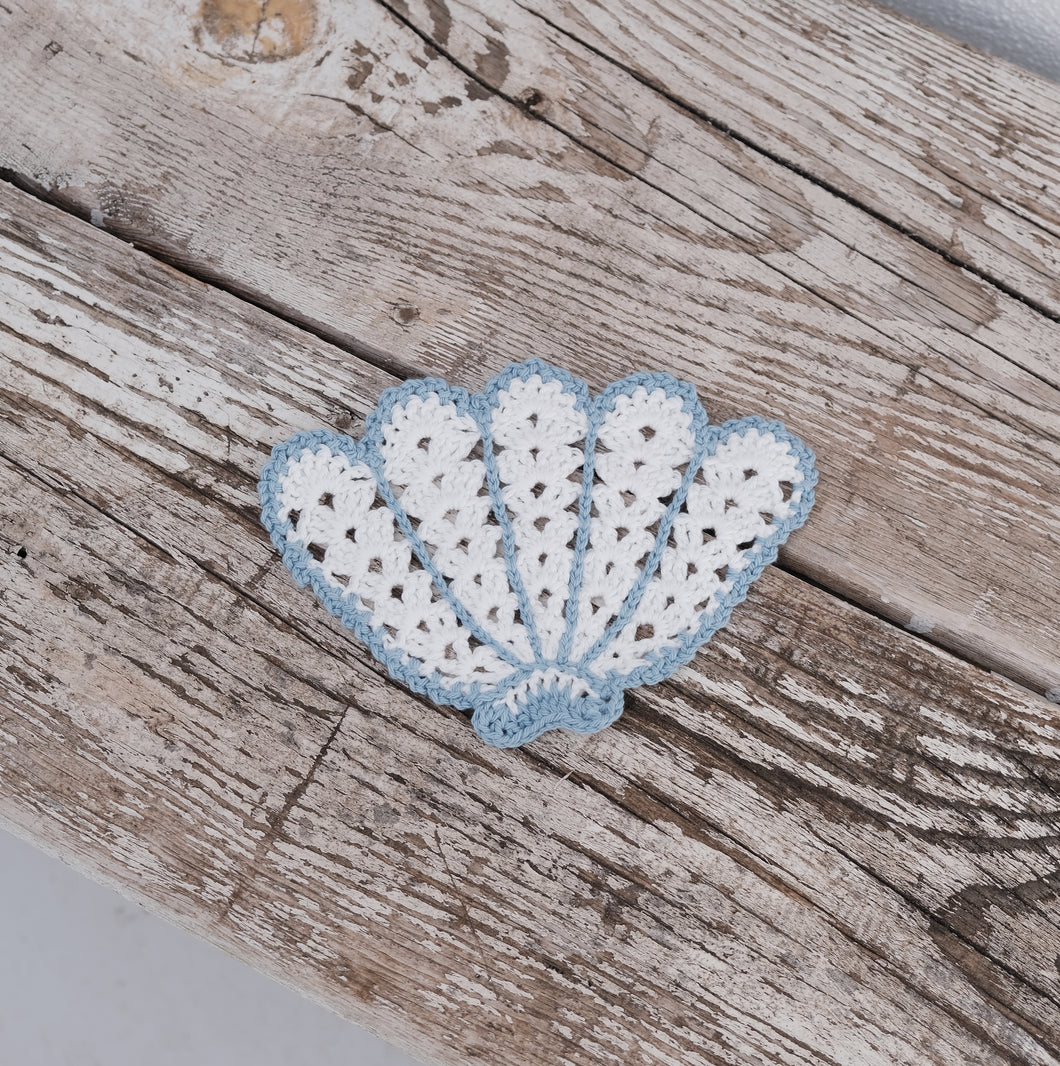 White Shell Crochet Coaster