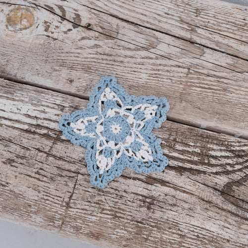 Blue Star Crochet Coaster - Base para copos em crochet